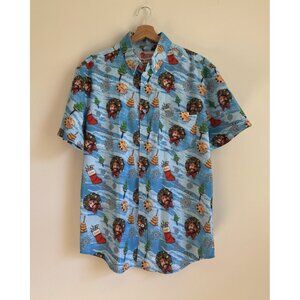 RSVLTS X Bob Ross Christmas Holiday Button Up Top Artsy Funky Men’s M